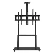 Mobile TV Stand Mount Bracket Trolley 50-98 Inch LED LCD Screen Monitor Television Cart with Media Storage Shelf Wheels Adjustable Freestanding Black