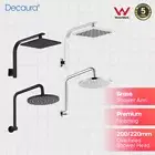 Decaura Gooseneck Shower Head Set 200mm Square Rain Shower 220mm Round Overhead