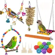 12 Pcs Bird Parrot Swing Chewing Toys, Hanging Bell Birds Cage Toys Suitable for Small Parakeets, Cockatiel, Conures,Finches,Budgie,Macaws, Parrots, Love Birds