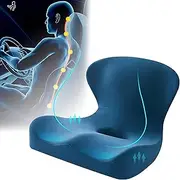 KJMN Adult Booster Seat for Car, Memory Foam Butt and Lumbar Seat Cushion for Coccyx, Adult Booster Seat for Driving, Seat Cushion for Tailbone Pain Relief (Blue)