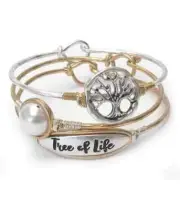 Tree of Life Pearl Religious Bangle Bracelet Set