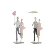Decorative Figure Dkd Home Decor Grey Pink 18 x 10 x 37 Cm Pair 2 Units