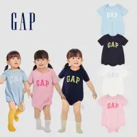 在飛比找momo購物網優惠-【GAP】嬰兒裝 Logo純棉圓領短袖包屁衣-多色可選(89