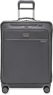 [Briggs & Riley] Medium Expandable Spinner - Checked Luggage for Travel, Suitcases with Wheels, Softside Rolling Bag for Men & Women, TSA Approved Lock, Self-Repairing Zipper - Baseline, Steel Gray,