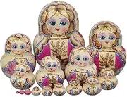 Lovely Girl Russian Nesting Dolls15 Piece Set Matryoshka Dolls with A Potted Pattern Stacking Dolls for Birthday Gift