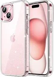 JETech Glitter Case for iPhone 15 6.1-Inch, Bling Sparkle Shockproof Phone Bumper Cover, Cute Sparkly for Women and Girls (Clear)
