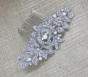 silver tone hair comb bridal wedding crystal rhinestone hair accessories ha4701