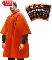 Rasupro 4 Pack Emergency Ponchos with Thickened Mylar Blanket Lining, Windproof,