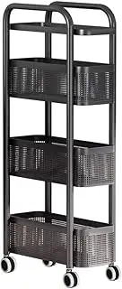 AIMALL Multi-Layer Narrow Storage Rack with Wheels, Pull-Out Kitchen Trolley, Slim Gap Organizer for Bathroom, Kitchen, and Refrigerator, 15.7 x 5.9 x 35.2 Inches, Black and White Options