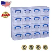 Durable Clear Craft Organiser with 16 Lockable Compartments - Wall Mountable