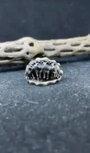 Handmade Native American Navajo . Plain Sterling Silver Wolf Ring Size 12