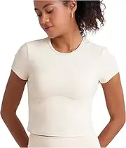 [POPSUGAR] Short Sleeve Athletic Tops for Women, Fitted Feminine Seamed Workout Shirts Breathable Gym Running Yoga Tshirts