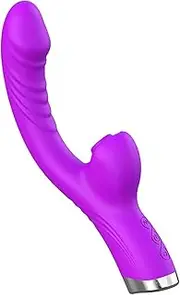 SIHMAI 2In1 Realistic Rabbit Vibrator Dildo Women Vagina Clitoris Sucker Stimulator G Spot Vibrator 10 Frequency Female Masturbator Sex Toy (Purple)