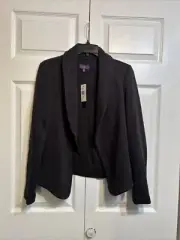 NWT NYDJ Shawl Collar Knit Jacket Open Front Sheer Back Size S Small Black