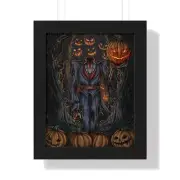 Headless Pumpkin Poster Framed