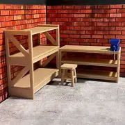 Work Bench with Vice, Shelf and Stool for 1:18 Scale Diorama Garage