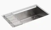 Kohler K-3673-NA 8 Degree 33" Single Basin Under-Mount 16-Gauge Kitchen Sink.