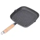 Grill Pan Multipurpose Prevents Stick Quadrate Cast Iron Steak Pan With Woode