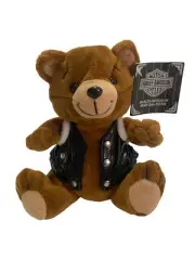Vintage Harley Davidson 6" Teddy Bear Beanbag Plush 1997 New “Motorhead”