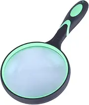 Large Magnifying Glass 10X Handheld Reading Magnifier,100mm Real Glass Magnifying Lens for Book Newspaper Reading, Insect and Hobby Observation, Classroom Science (Green)