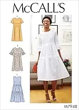 McCall's M7948 Misses' Knee Length Pleated Sewing Patterns Dress, Size 14-16-18-20-22