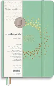 Southworth Premium Journal, 5.5”x 8.25”, Mint Burst Design, Premium 28lb/105gsm Paper, Medium Book Bound Journal, 3 Ribbon Placeholders, 80 Ruled Sheets/160 Ruled Pages (91926)