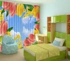 Yellow Peach template 3D Curtains Blockout Photo Printing Curtains Drape Fabric