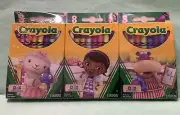 Crayola Disney Doc McStuffins set of 3 - 8 packs Lambie Dottie Hallie hippo