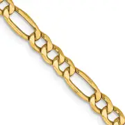 10k Yellow Gold 4.2mm Semi-Solid Figaro Chain