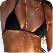 [ÌF ME] 14k Gold Plated Body Chain for Women Adjustable Waist Chain Rustproof Brass Body Jewelry Essential for Summer Beach Play Unique Design