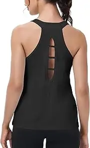 [BETTERCHIC] Womens Tank Tops Open Back Workout Tops Racerback Tank Tops Loose Athletic Tops Sleeveless Gym Tops Running