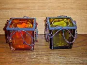 HOME INTERIORS HOMCO CANDLE HOLDERS SET OF 2 NEW APPROX 3" SQUARE NOP