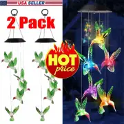 LED Solar Powered Hummingbird Wind Chime Lights Waterproof Outdoor Garden Decor