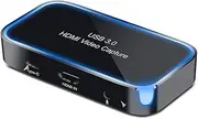 HD Video Capture Card USB 3.0 HD 1080P Capture Device Live Streaming Game Video Converter Support HD Loop Out Low Latency Black Black One Size
