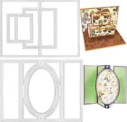 2Pcs 3D Card Shape Die Cuts, AIFUDA Pop-Up Card Cutting Dies Sets Rectangular Shaped Box Dies Embossing Template for DIY Photo Album Paper Embossing Crafting Decoration
