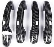 3/5pcs Auto Door Handle Trim Cover Car Styling Compatible with Mercedes Benz A C E S Class W205 W213 W222 CLS GLE GLC C200 C250 Carbon Fiber(2X with Sensor Hole,RHD)