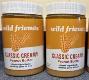 2 Wild Friends Classic Creamy Peanut Butter BB 1/22/25 No Palm Oil Gluten Dairy