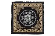 Crystal Wonderland Metatron Cube Sacred Geometry Black Gold Altar Mat Scarf RGS123
