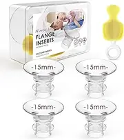 Nursi Luna Flange Insert 15mm 4PCS for 24mm Flanges/Shield of Most Pumps, Flange Sizing Kit Silicone Breast Pump Flanges Insert with Storage Box, Cleaning Brush, Breastfeeding Essentials Kit for Moms