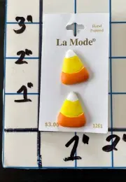 La Mode HALLOWEEN Candy Corn Buttons Shank Approx 1”