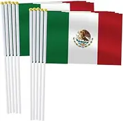 Mexico Handheld Small Flag Set,10 PCS 5×8 Inch Mini Mexicans Hand Held Banner,Tiny Digital Printed Polyester Banner