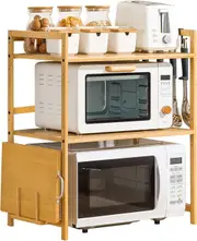 2-Tier Bamboo Microwave Stand for Kitchen Storage