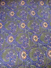 Hand Block Fabric African Print Gold Green and Purple Cotton Tribal 56X4 YDS