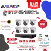 HK Hilook 8MP Acusense CCTV Kit: 6x IP Turret Cam+ 8CH NVR