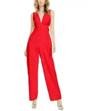 Aidan by Aidan Mattox V-Neck Cutout Jumpsuit Red Size 2