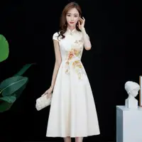 在飛比找ETMall東森購物網優惠-少女旗袍改良版2021春夏季新款中長款年輕中式晚禮服中國風連