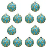 12PK LVD Glass Bauble Prussian Home/Office Xmas Ornament Hanging Decor 8cm Blue