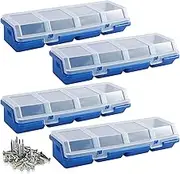 Fulasun 4Pcs Parts Storage Box Plastic Screw Organizer Box with 4 Compartment Small Tool Part Container Bin with Lid and Lock Divided Hardware Storage Bin for Garage Workshop Fulasun(blue)