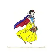 2 x WALT DISNEY SNOW WHITE 'SNOW WHITE & EVIL QUEEN' HAND PAINTED LTD ED ETCHING
