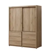 在飛比找momo購物網優惠-【唯熙傢俱】蕾拉橡木色5尺滑門衣櫃(衣櫥 衣櫃 滑門衣櫥 置